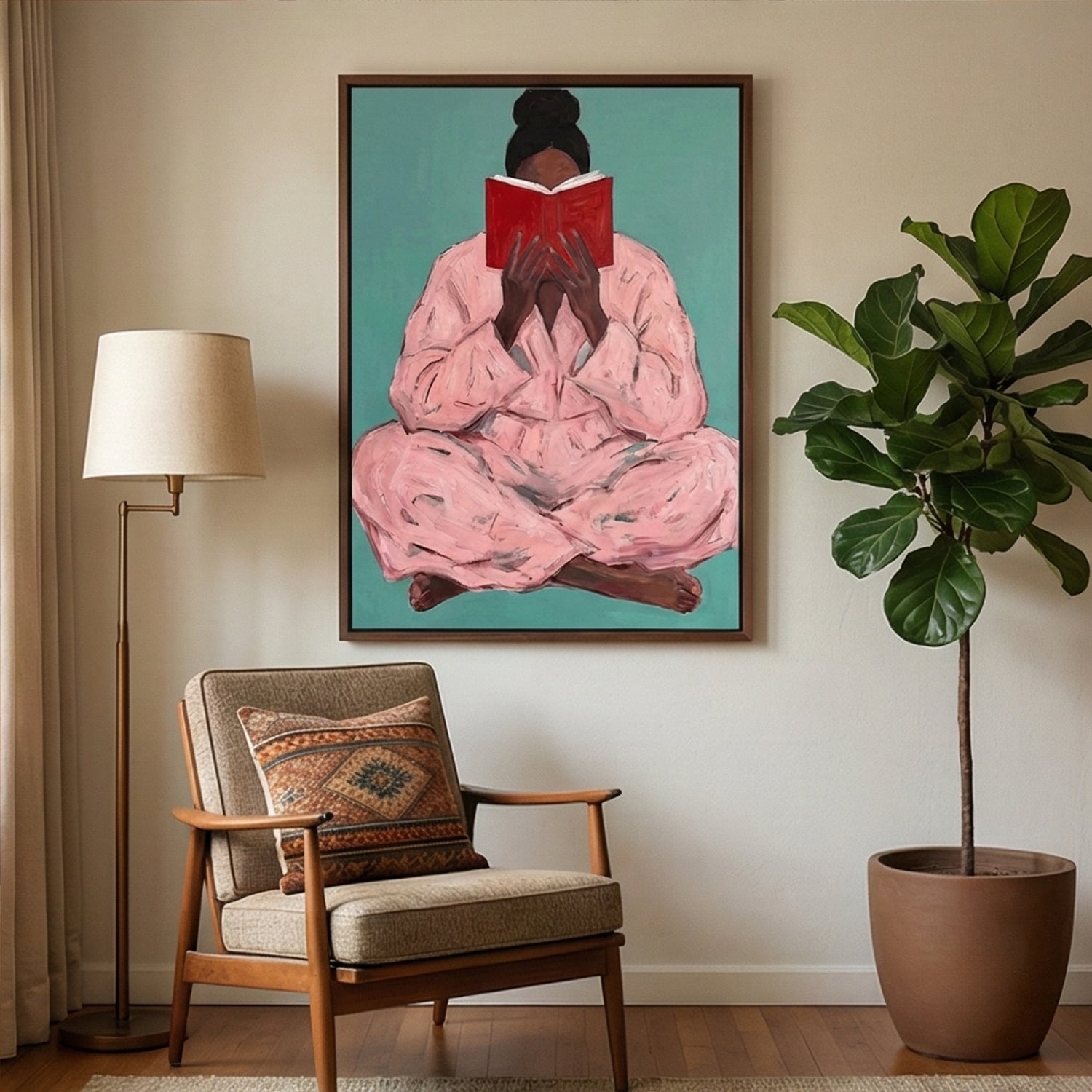 Surreal Art | Cozy-Reading in Pink Conversation Piece Wall Art