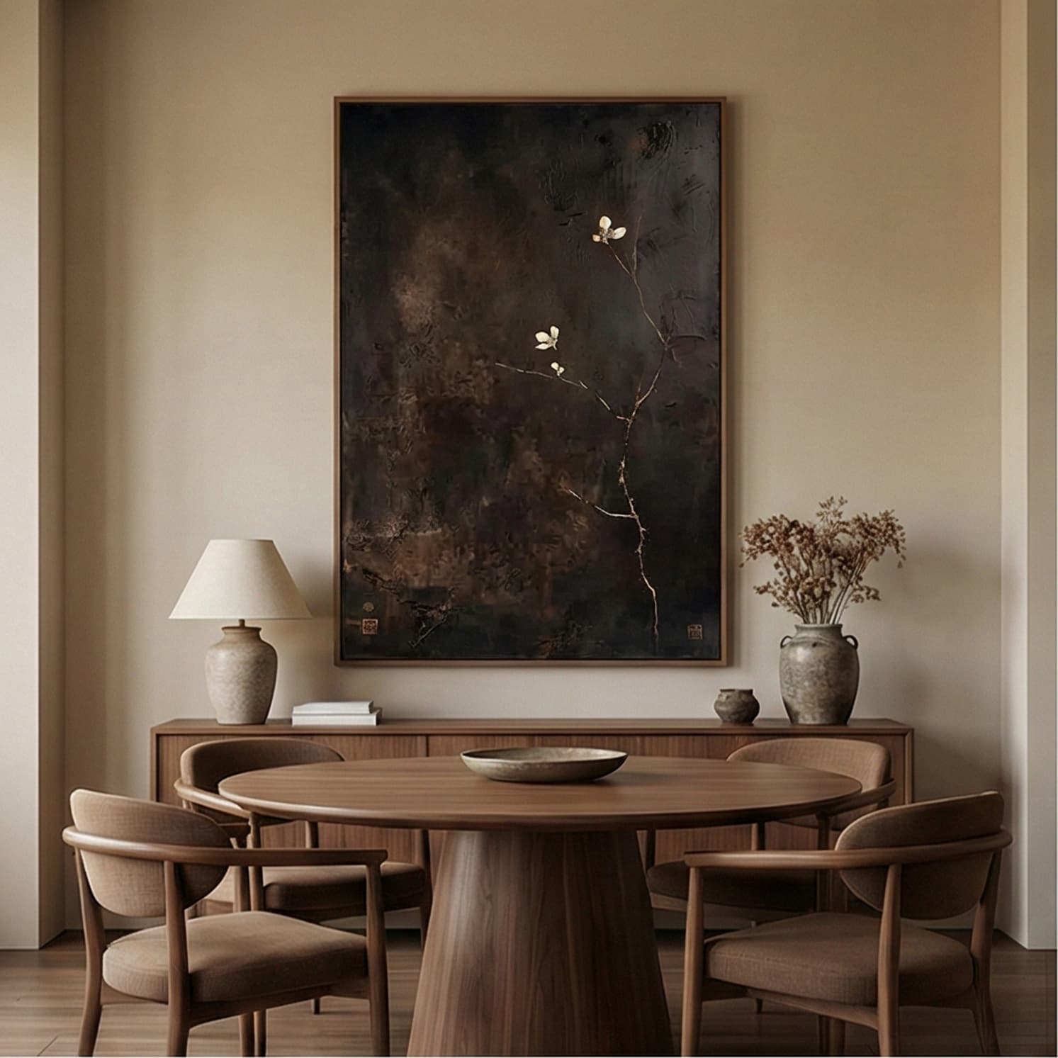 Wabi-Sabi Art | Dark Bloom Calm Bedroom Wall Art