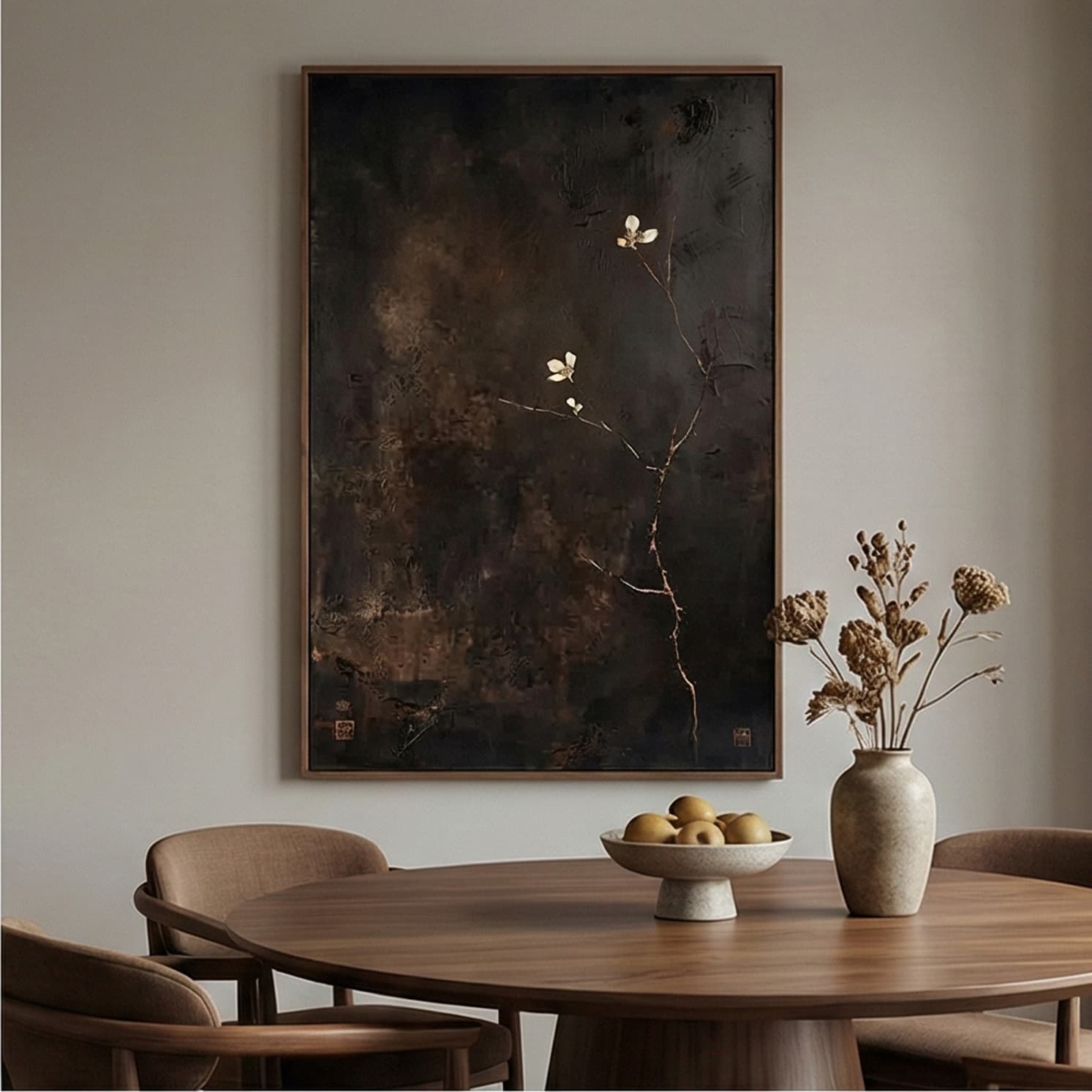 Wabi-Sabi Art | Dark Bloom Calm Bedroom Wall Art
