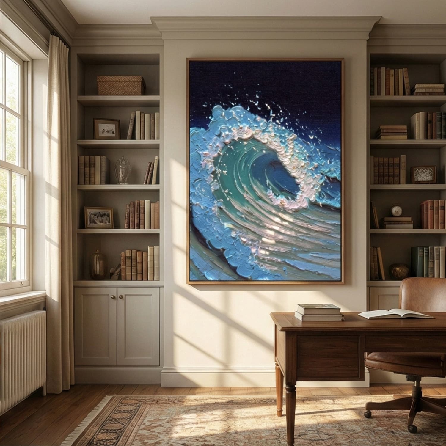3D-Textured Art | Midnight Wave Coastal Textured Wall Art