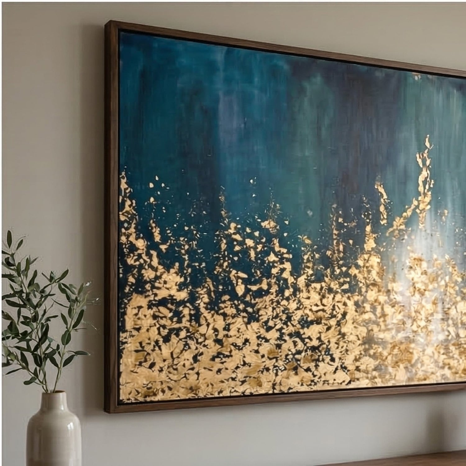 Contemporary Luxe Art | Golden Cascade Gold Accent Luxury Wall Art