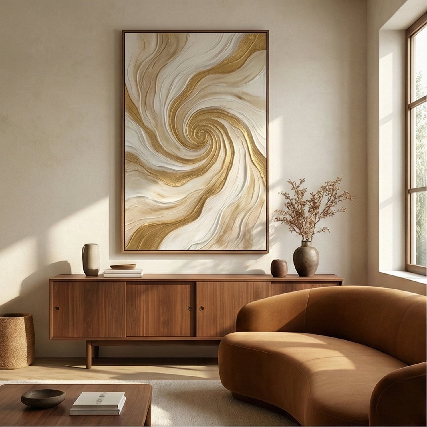 Contemporary Luxe Art | Golden Whirl Gold Accent Luxury Wall Art