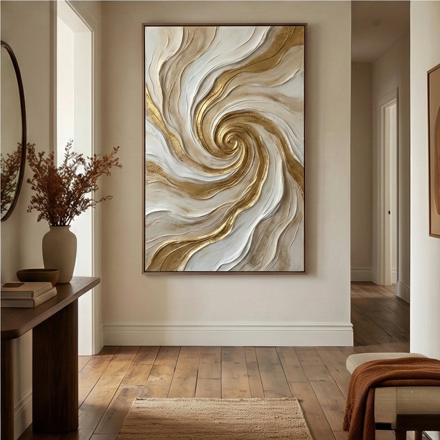 Contemporary Luxe Art | Golden Whirl Gold Accent Luxury Wall Art