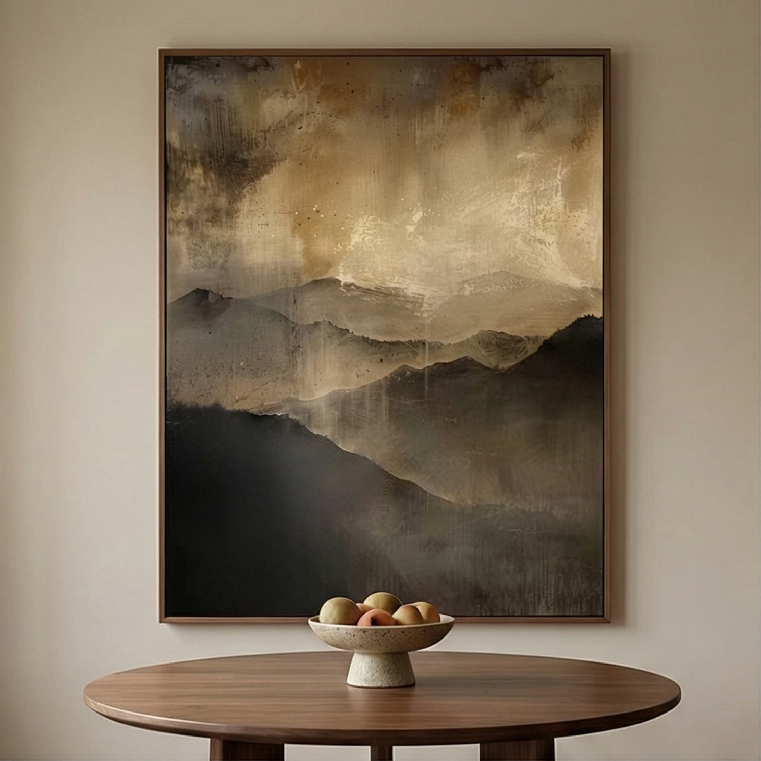 Wabi-Sabi Art | Before Bloom-Layered Peaks Minimalist Living Room Wall Decor