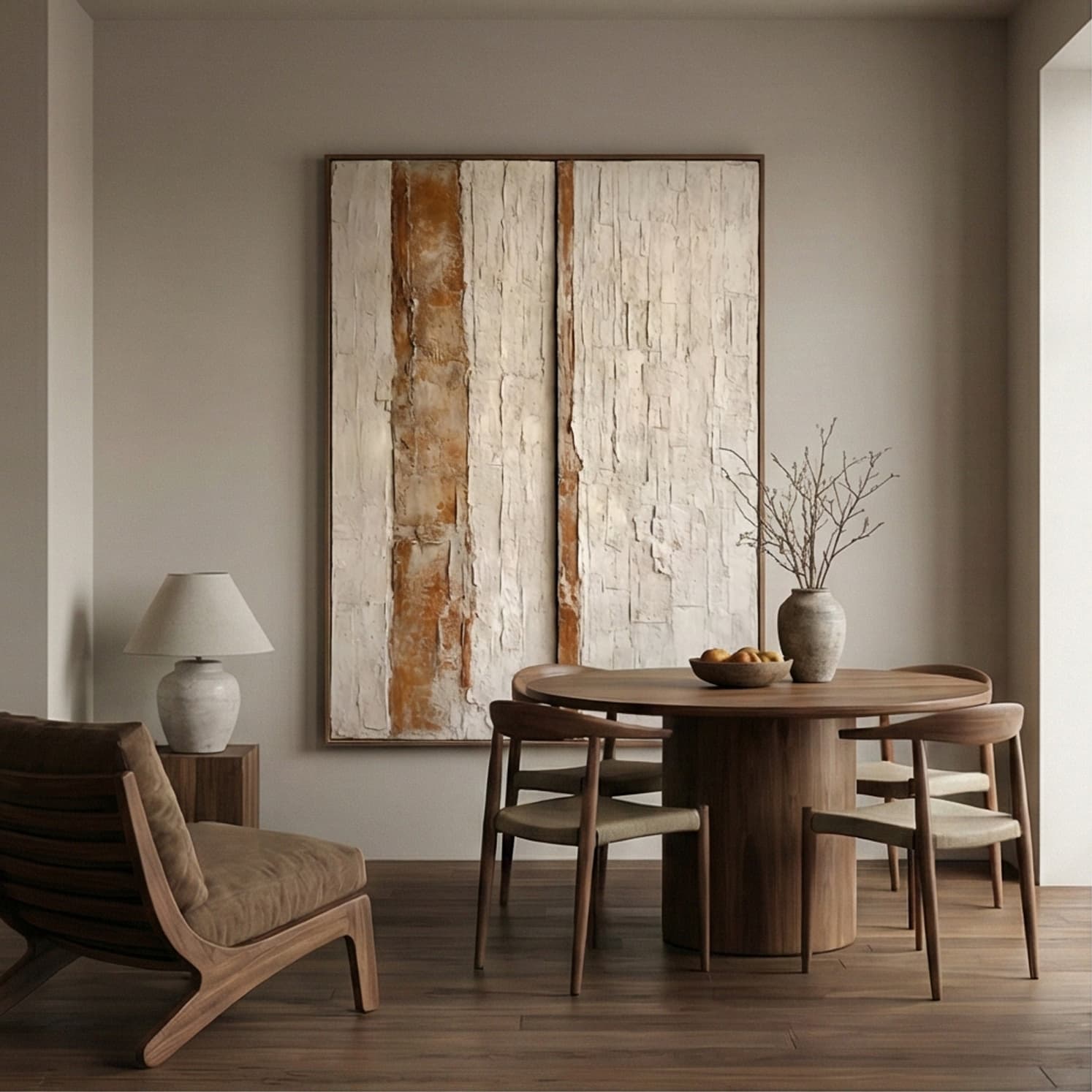 Wabi-Sabi Art | Vertical Earth Flow Neutral Earth Tone Wall Art