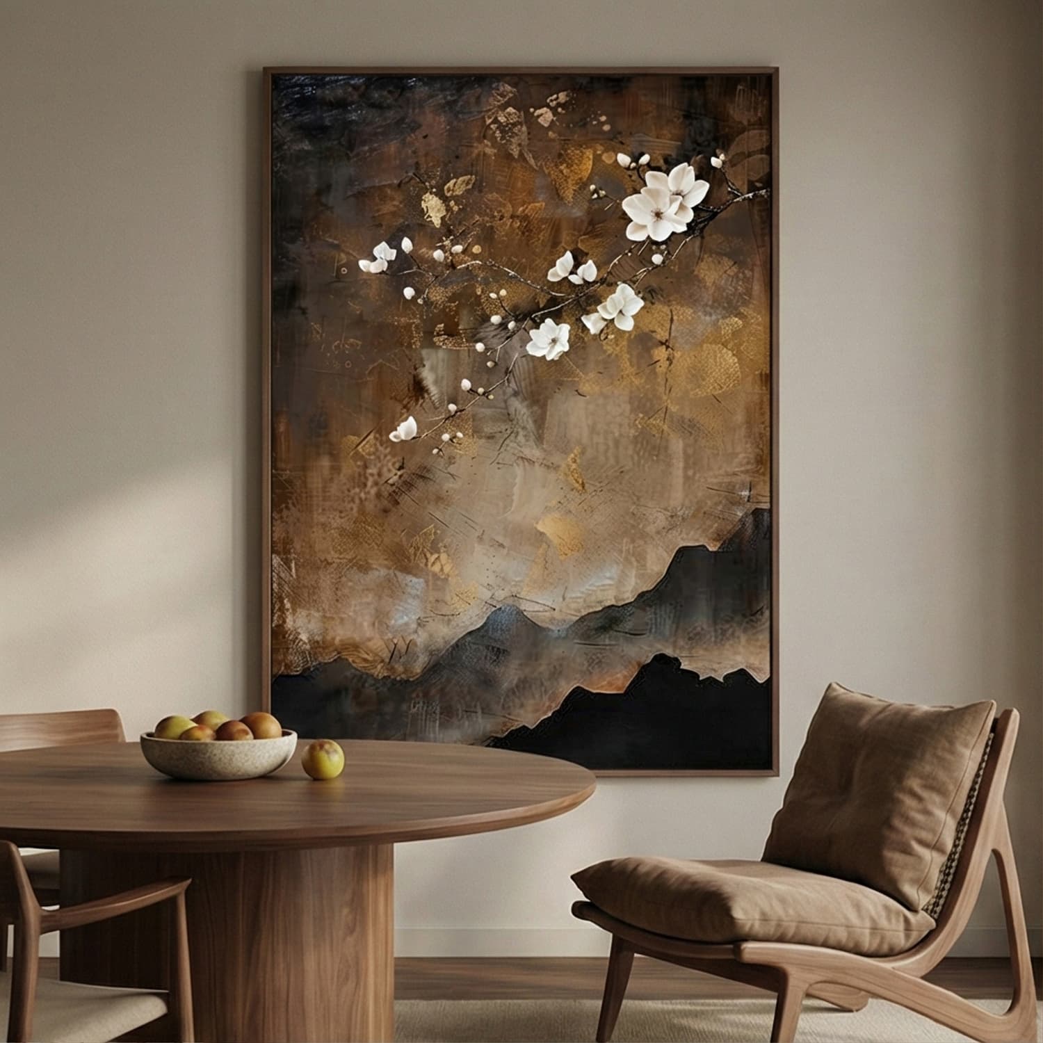 Wabi-Sabi Art | Mountain Blossoms Earth Tone Wall Decor