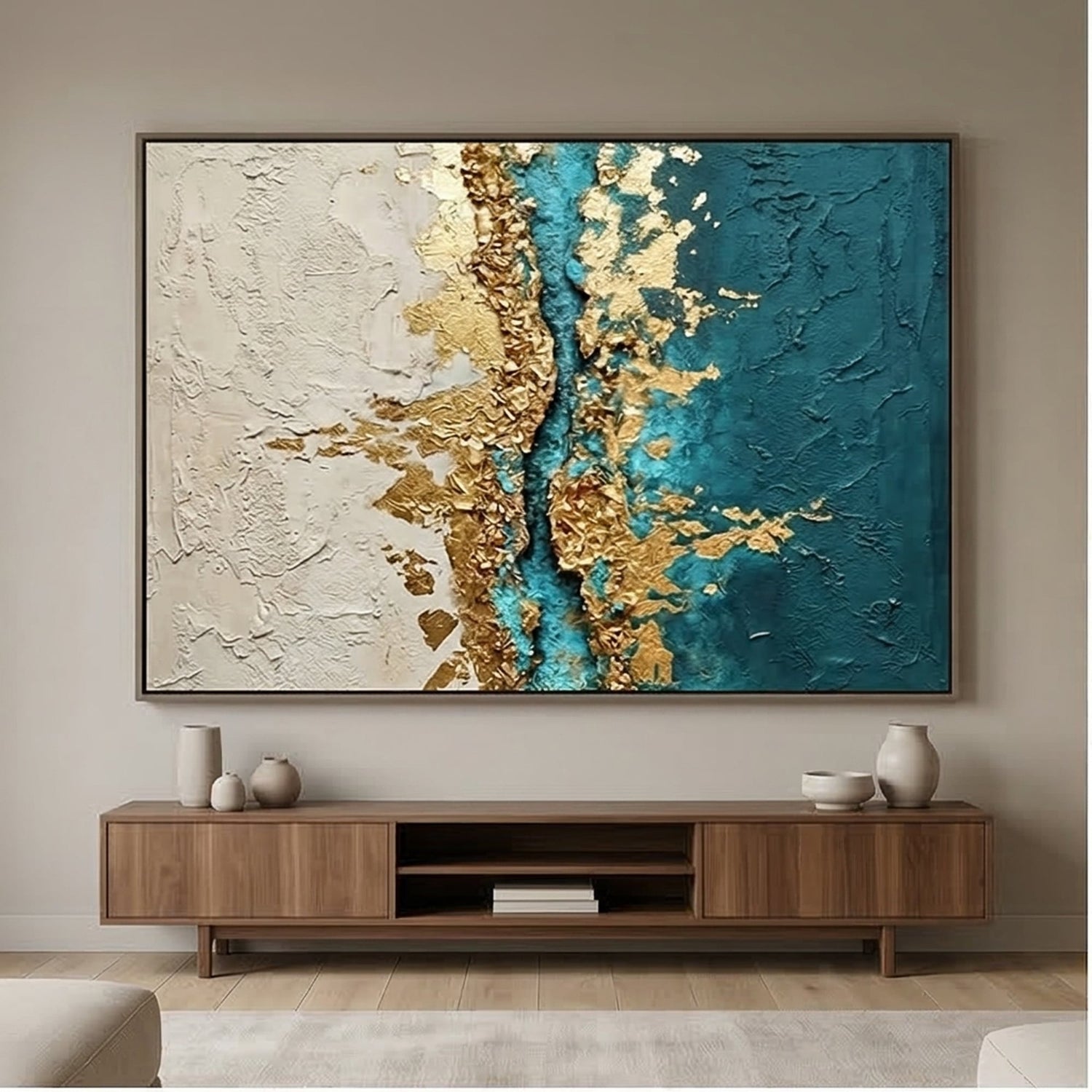 Contemporary Luxe Art | Azure Divide Luxury Color Accent Wall Decor