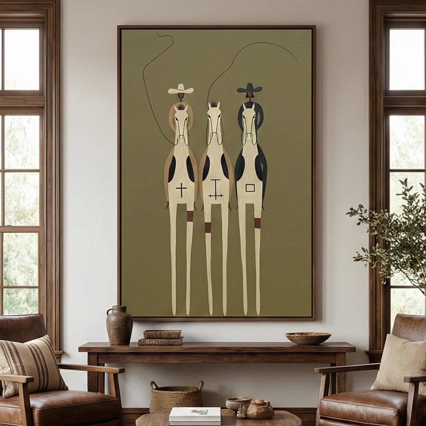 Vintage Americana Art | Patterned Herd Cowboy Western Wall Art