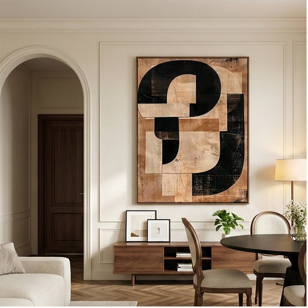Abstract Art | Ochre Interlock Living Room Abstract Art