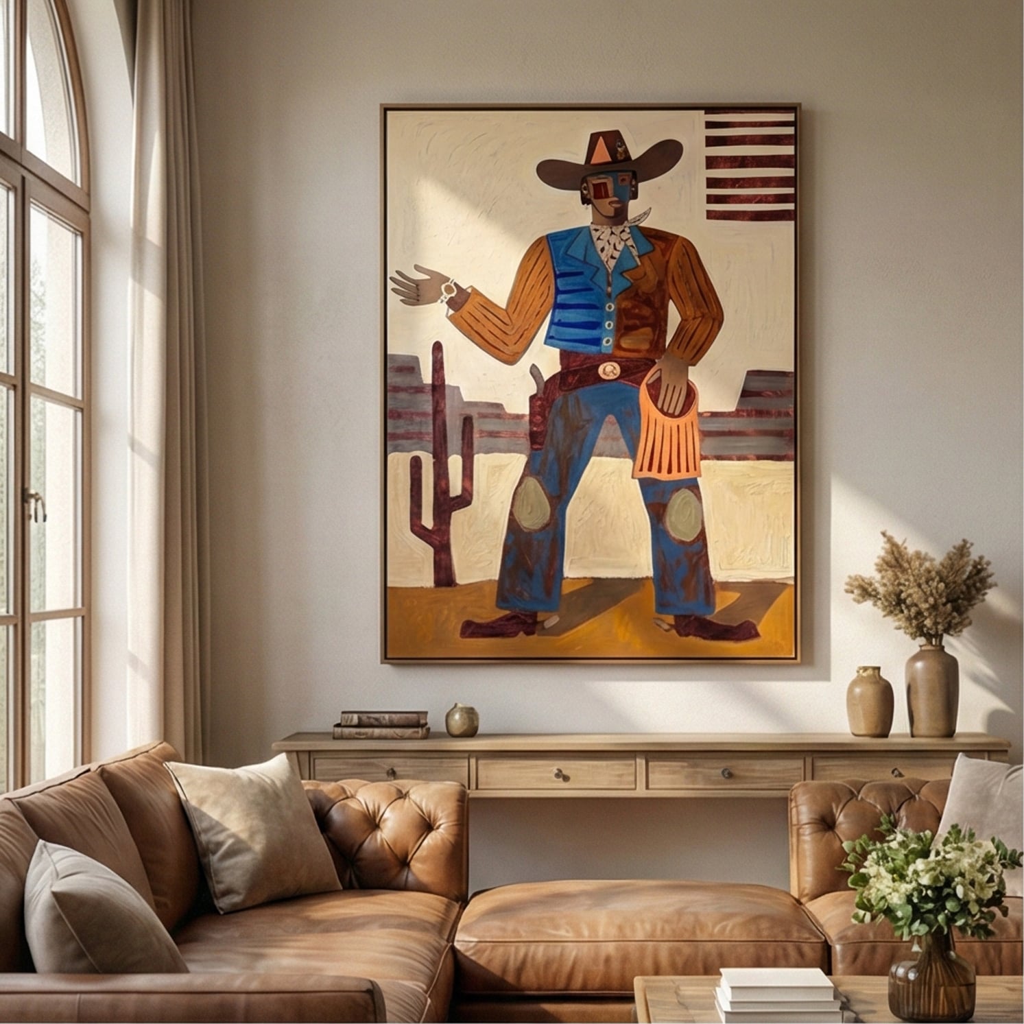 Vintage Americana Art | Desert Gentleman Western Canvas Wall Decor