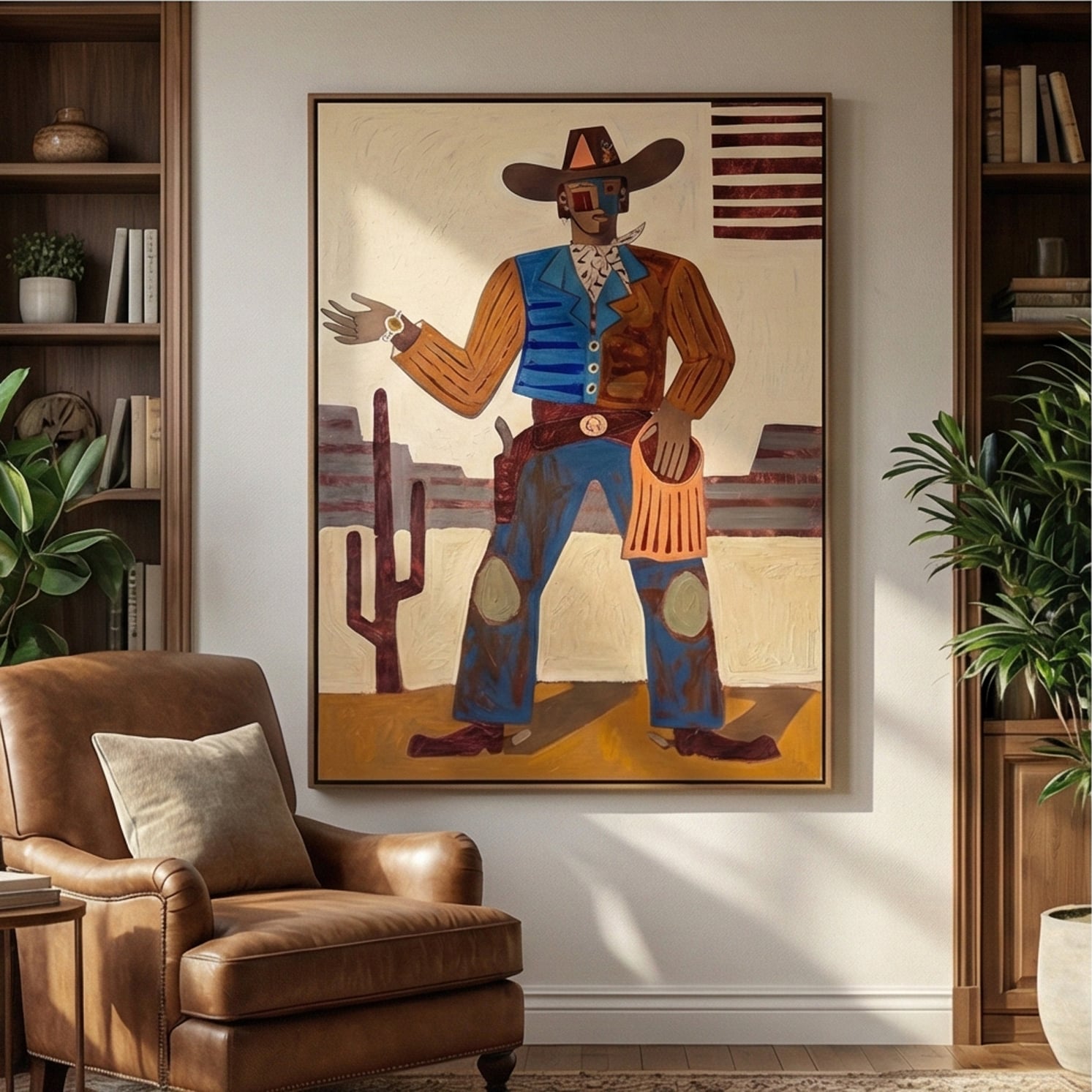 Vintage Americana Art | Desert Gentleman Western Canvas Wall Decor