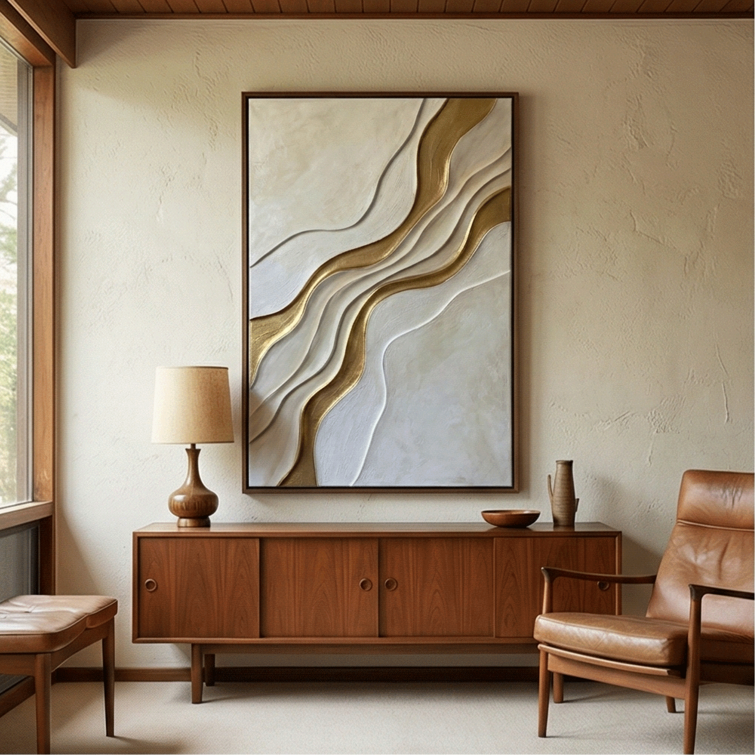 Contemporary Luxe Art | Golden Waves Gold Accent Luxury Wall Art