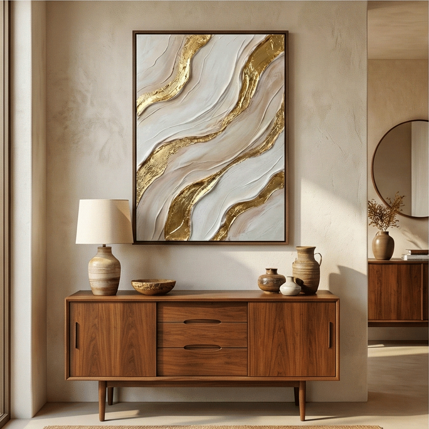Contemporary Luxe Art | Golden Flow Gold Accent Luxury Wall Art