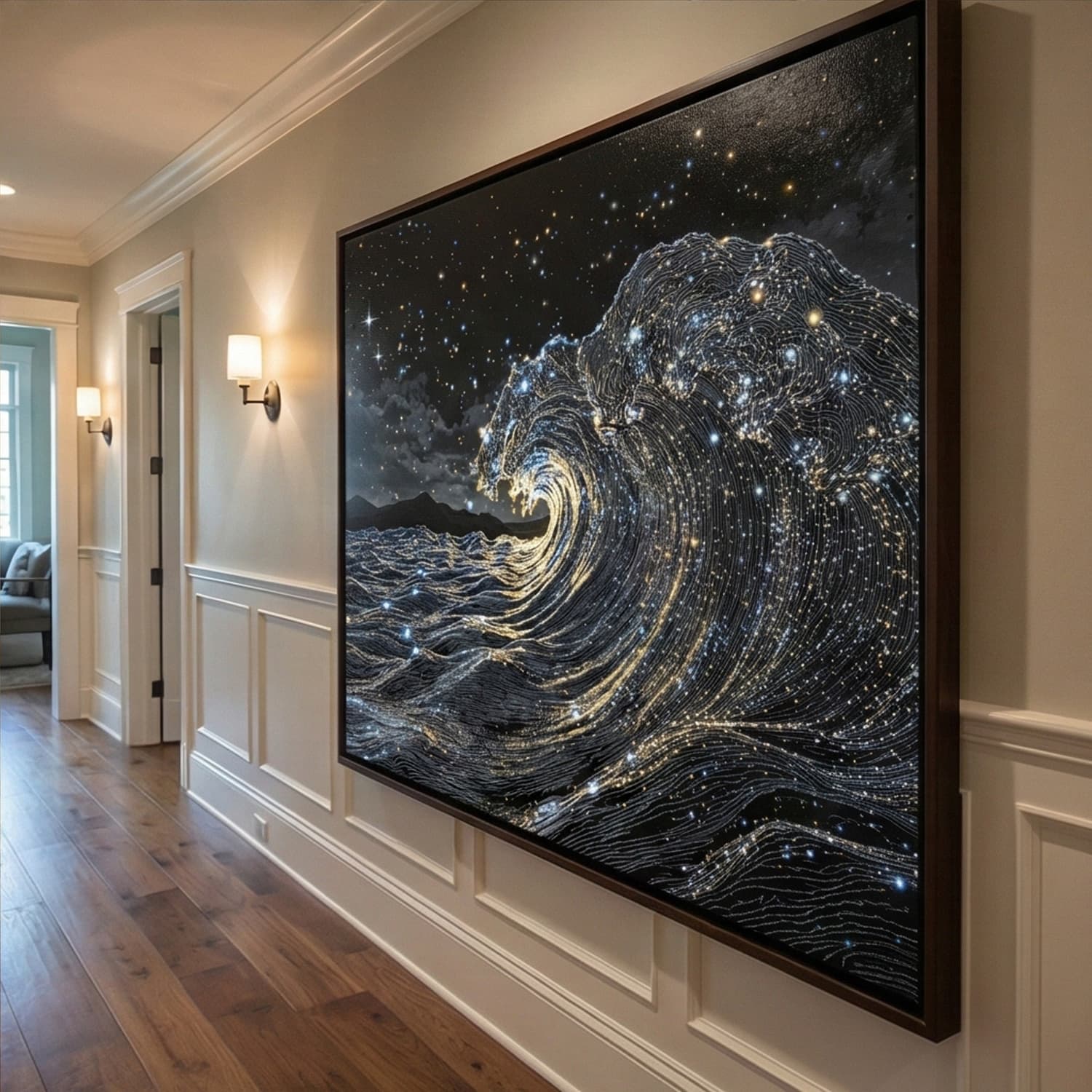 3D textured Art | Starlit Sea Textured Canvas Wall Art