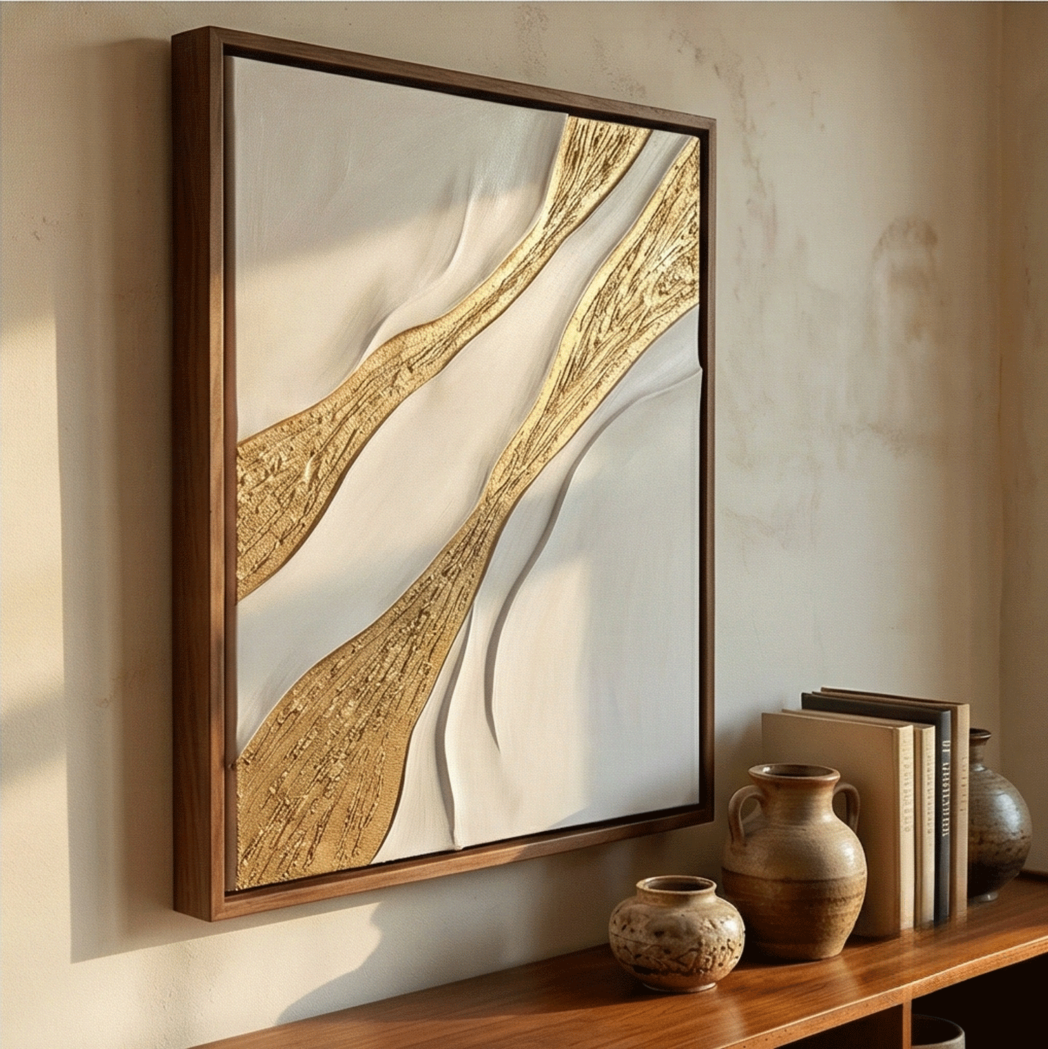 Contemporary Luxe Art | Textured Gold Accent Luxury Wall Art