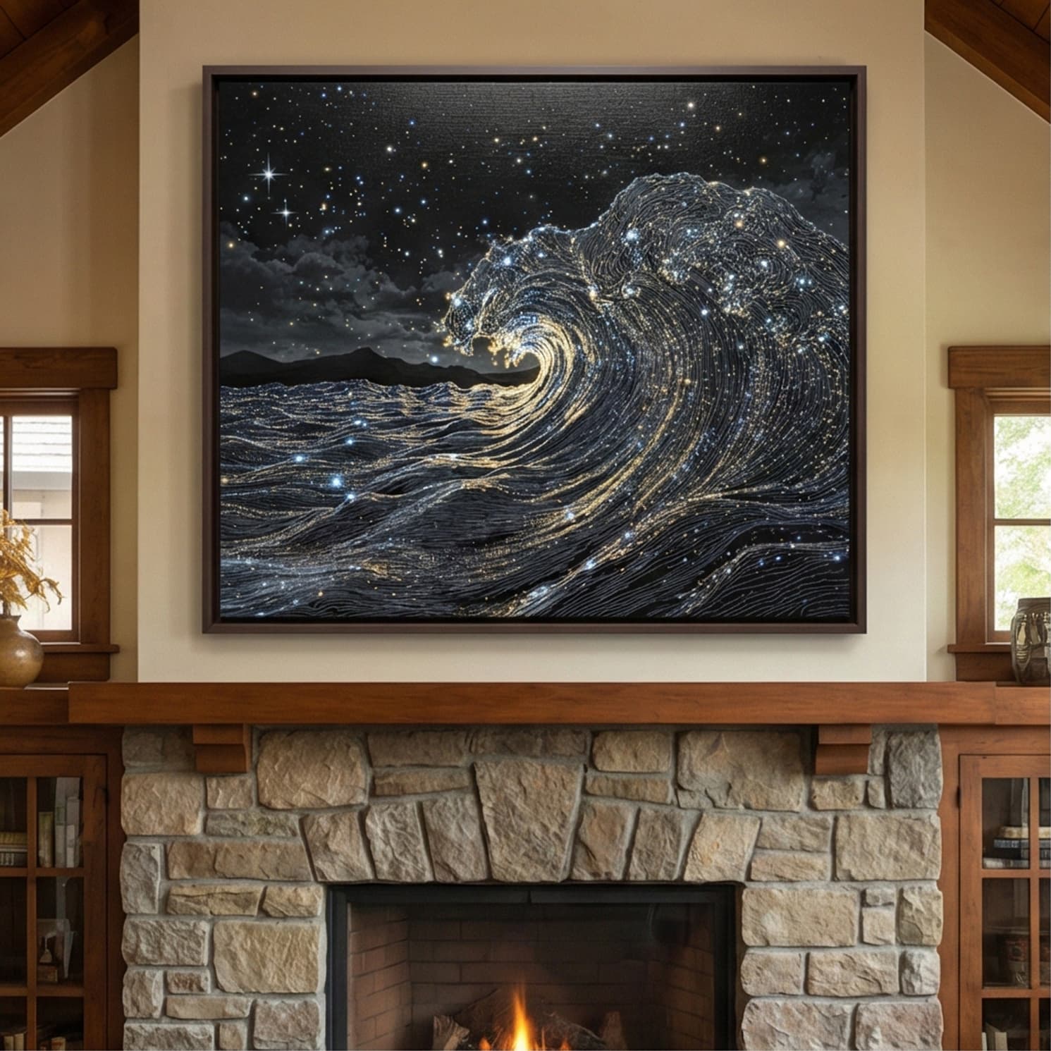 3D textured Art | Starlit Sea Textured Canvas Wall Art