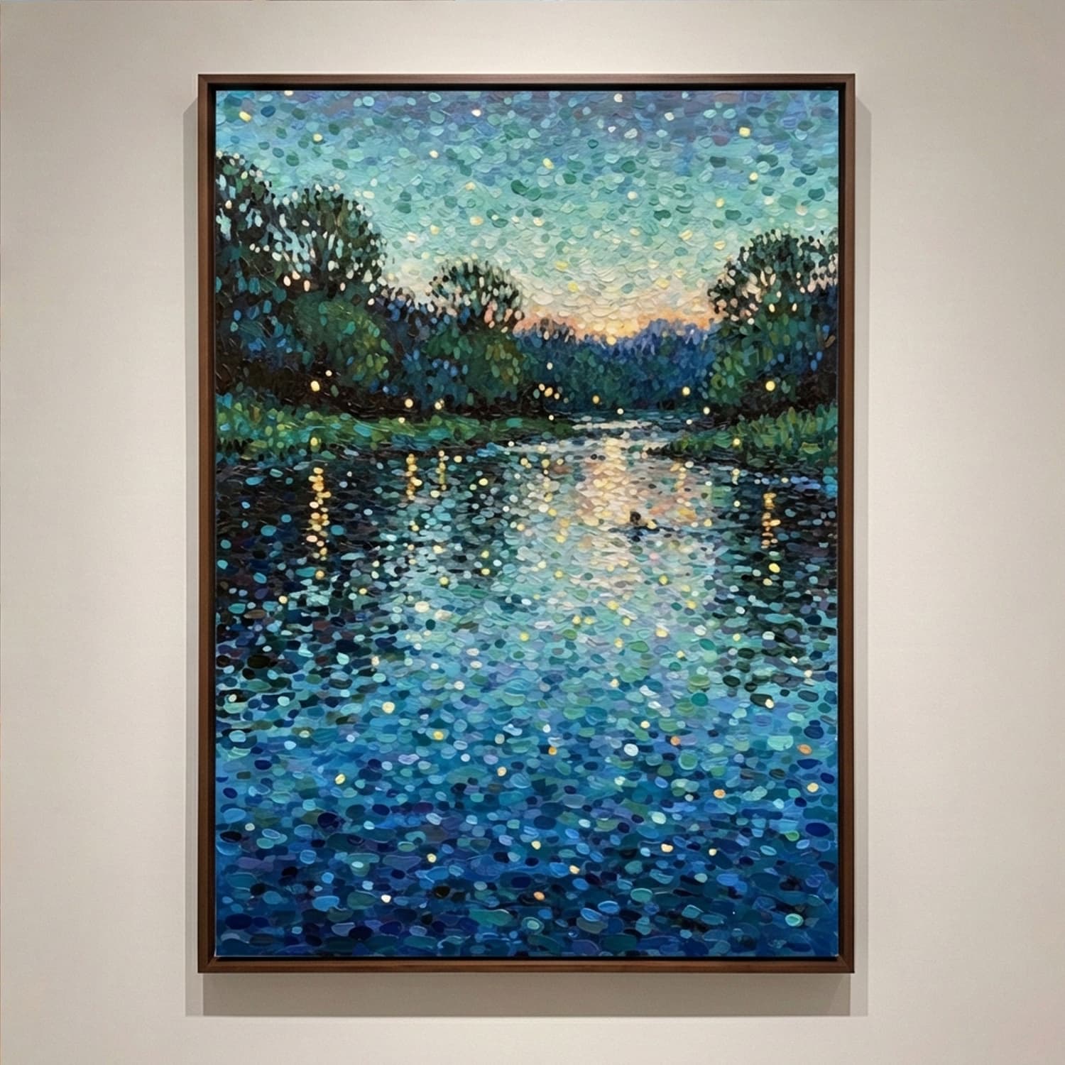 Impressionist Art | Sunlit Pointillist Cove Soft Landscape Canvas Wall Art
