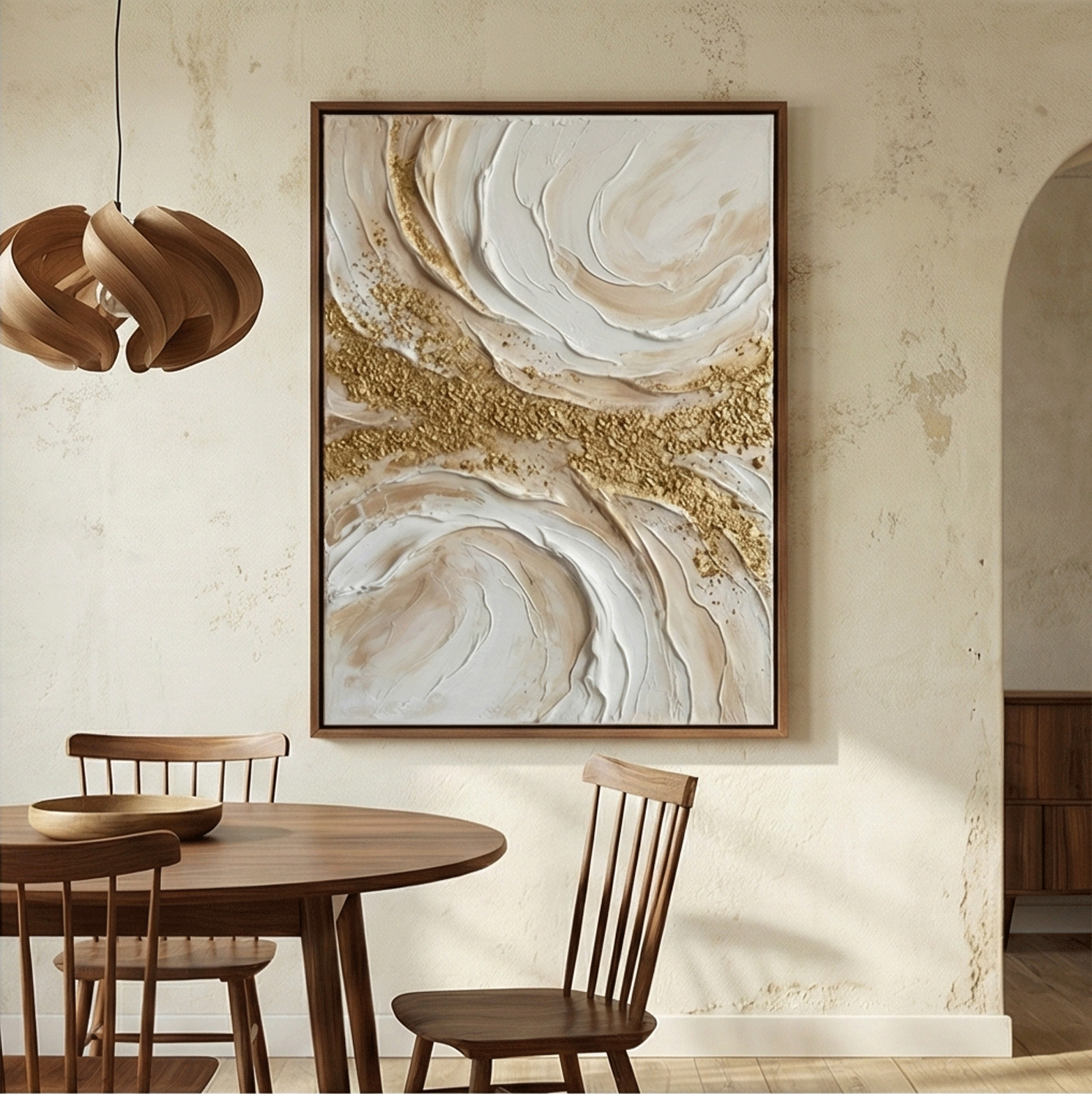 Contemporary Luxe Art | Golden Swirl Gold Accent Luxury Wall Art