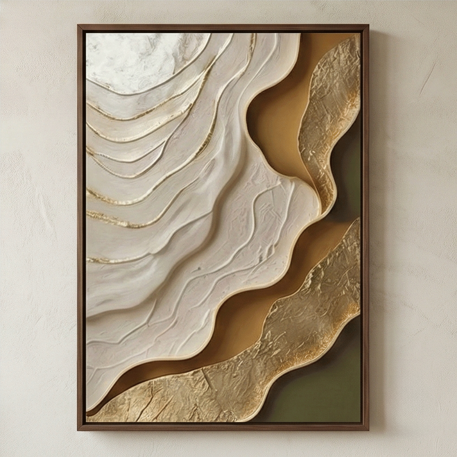 Contemporary Luxe Art | Layered Currents Gold Accent Canvas Wall Art