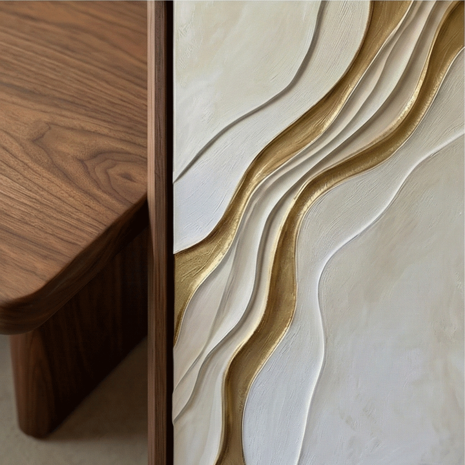 Contemporary Luxe Art | Golden Waves Gold Accent Luxury Wall Art