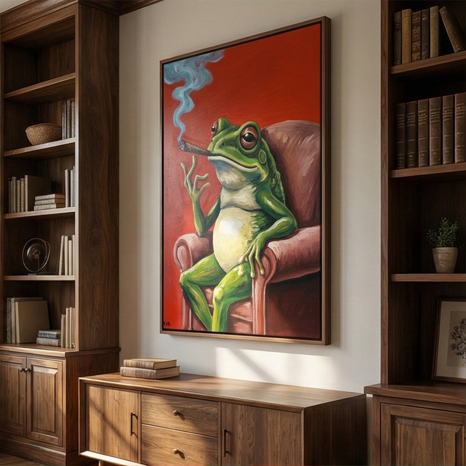 Surreal Art | Cigar & Vibe frog Whimsical Surreal Wall Art