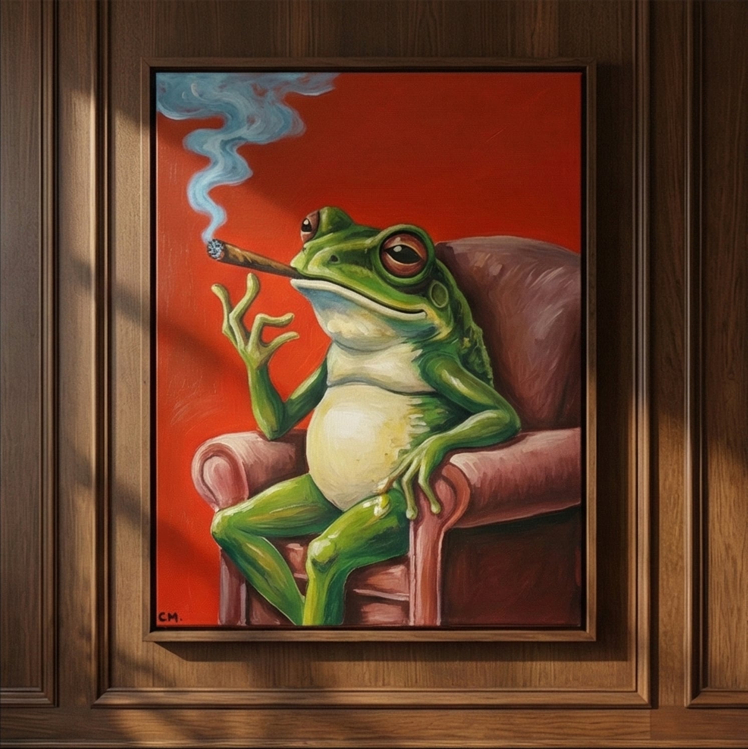 Surreal Art | Cigar & Vibe frog Whimsical Surreal Wall Art