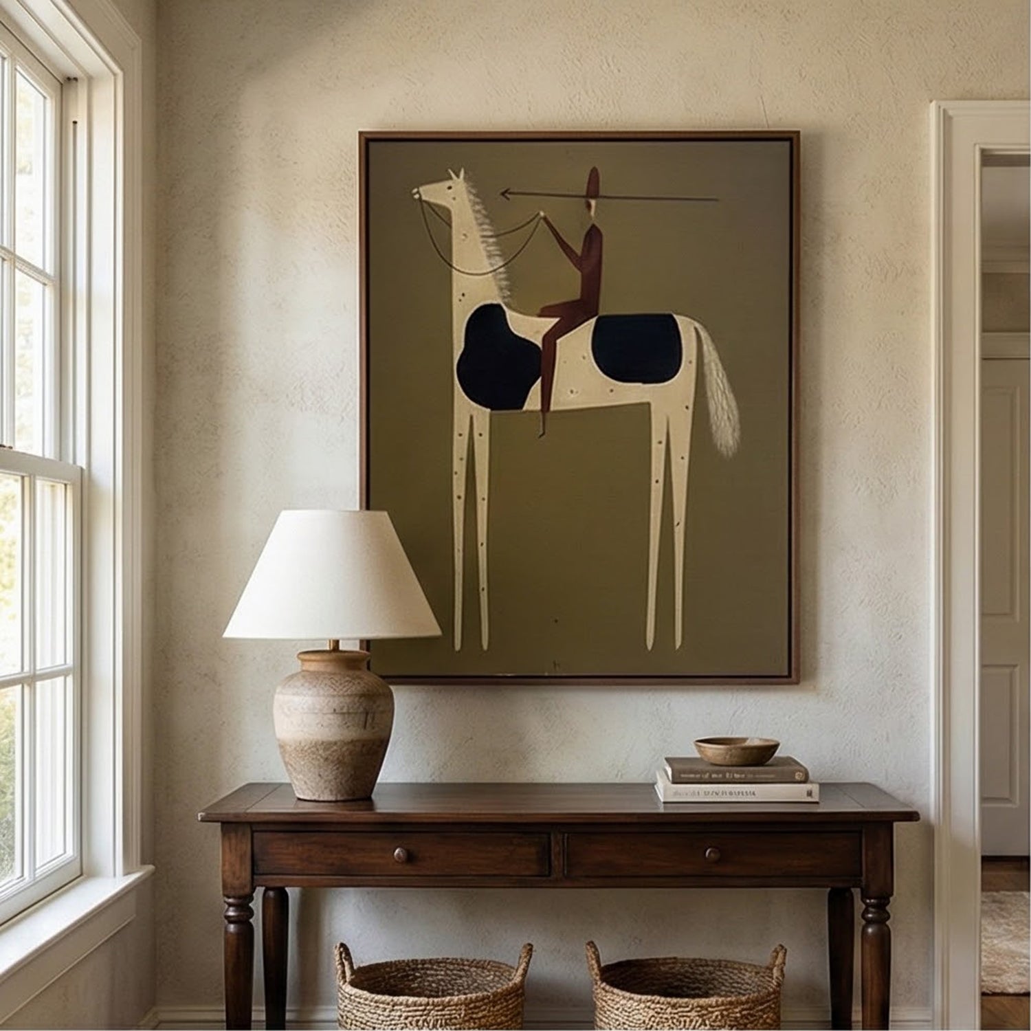 Vintage Americana Art | Pole Rider Western Canvas Wall Decor