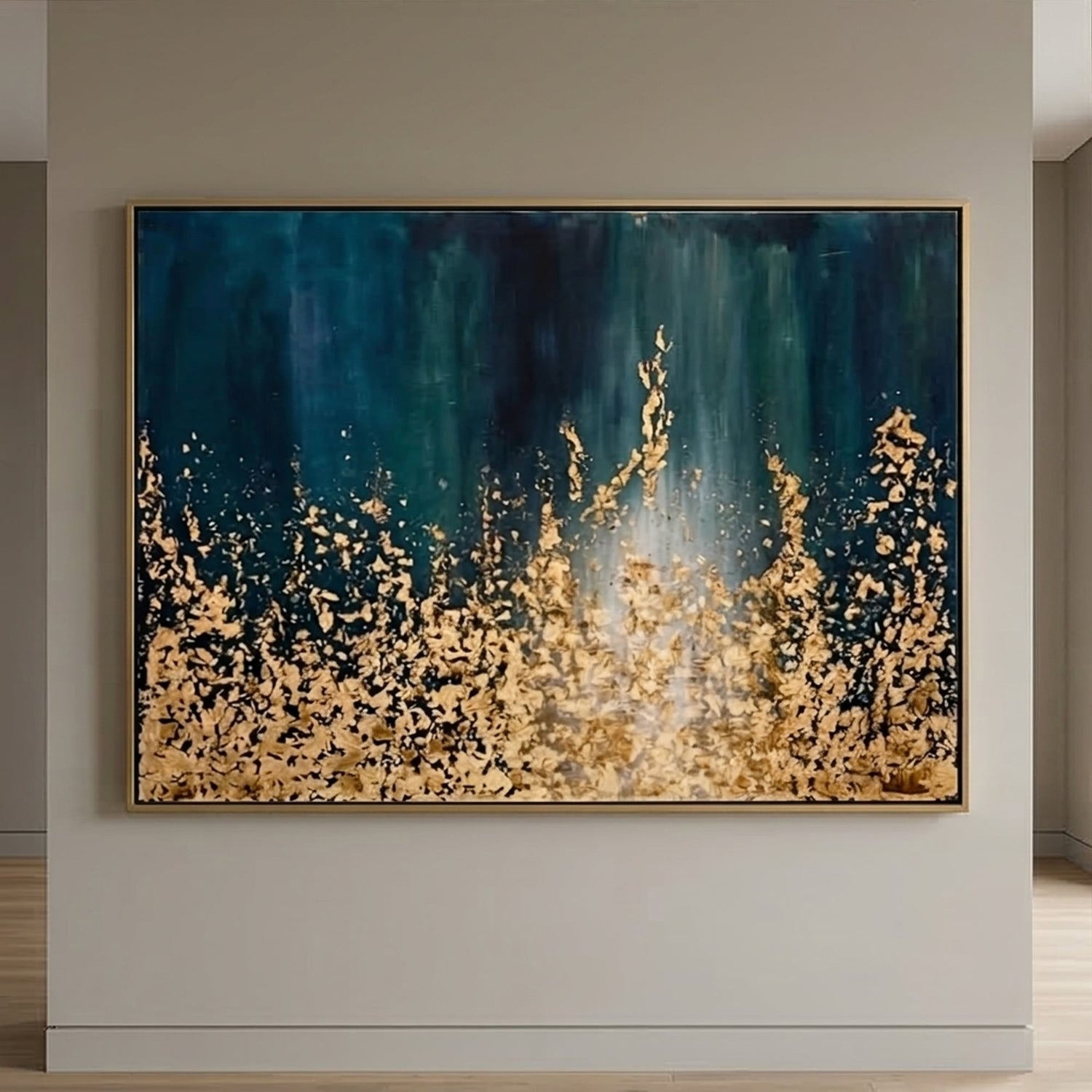 Contemporary Luxe Art | Golden Cascade Gold Accent Luxury Wall Art