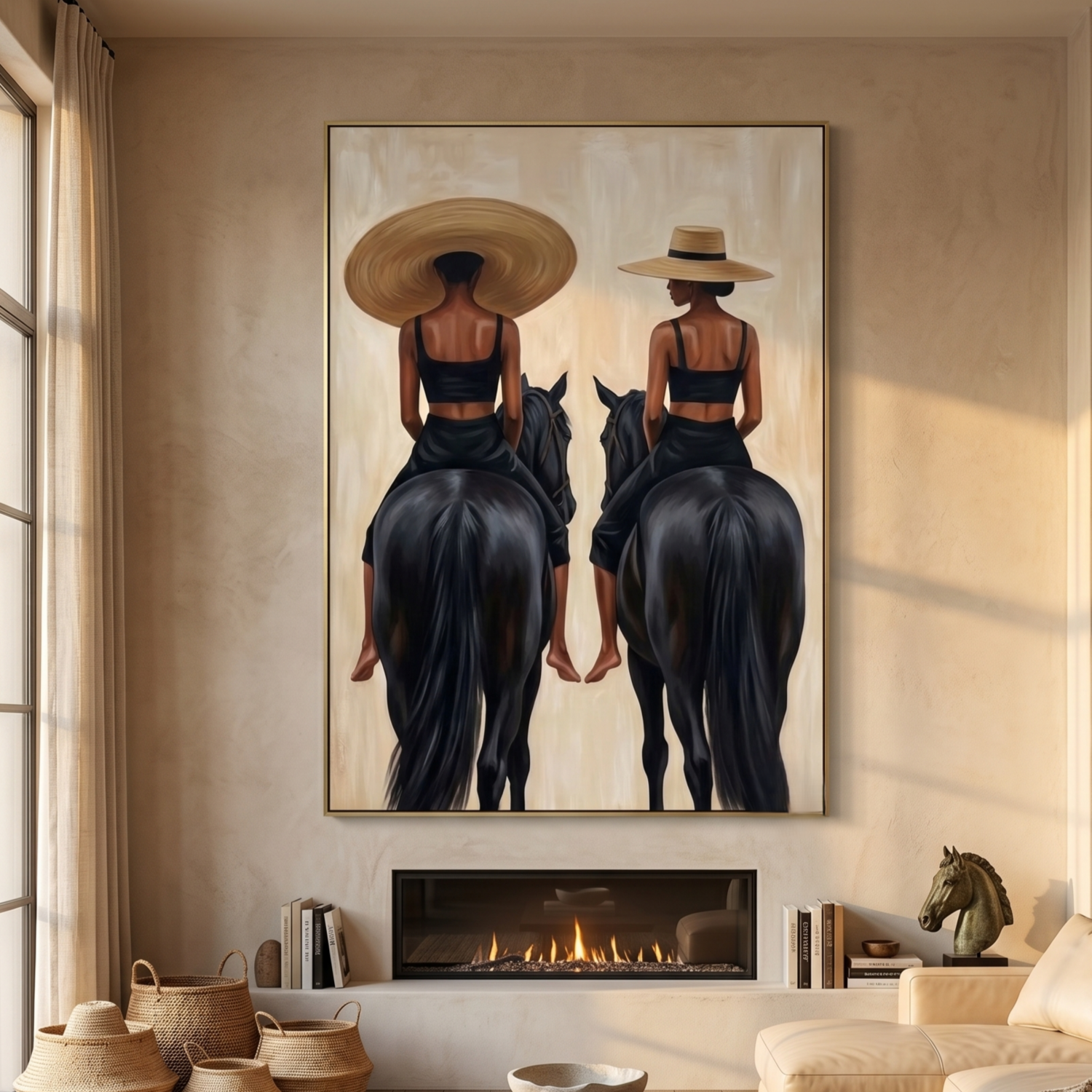 Vintage Americana Art | Golden Saddle Poise Western Canvas Wall Decor