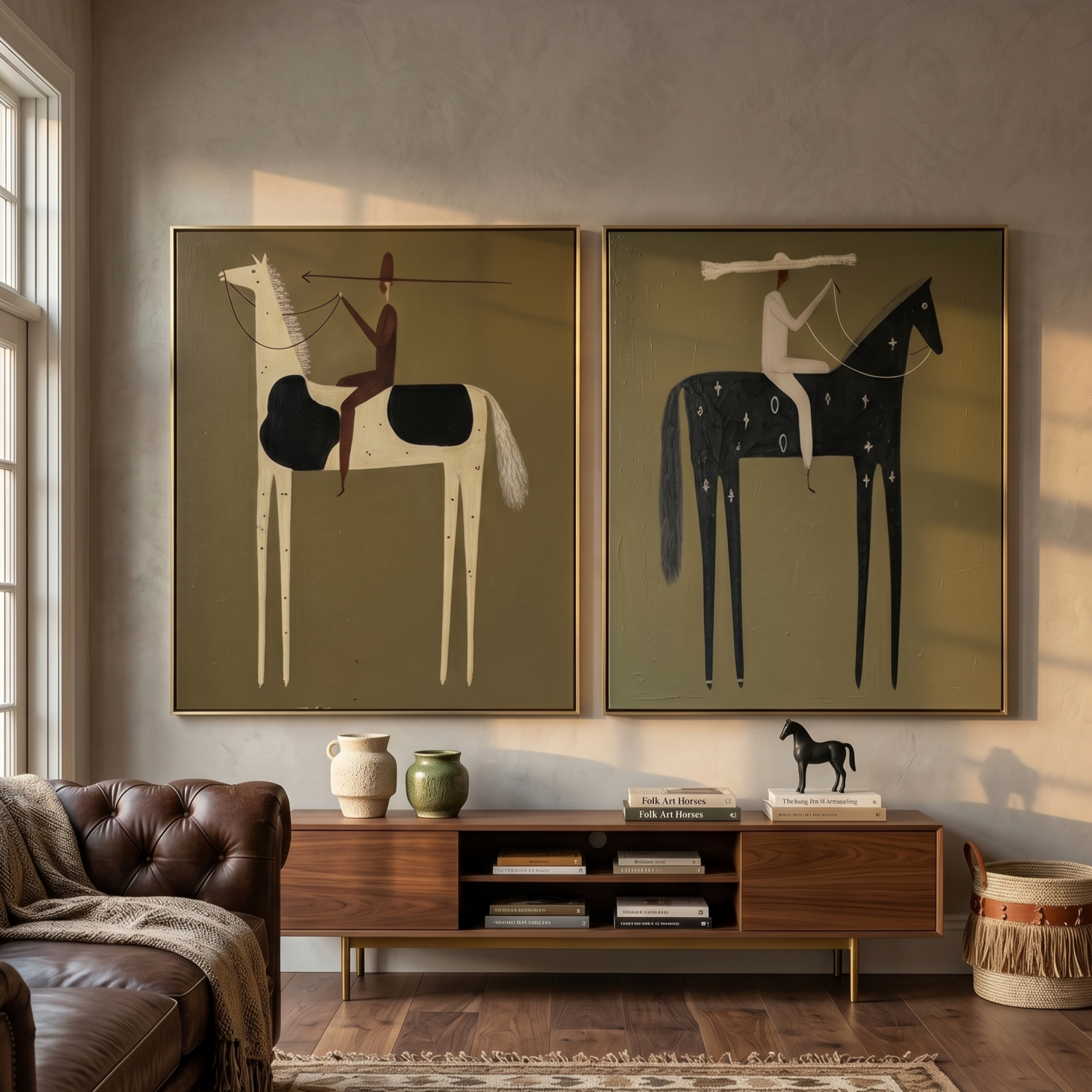 Vintage Americana Art | Horsemen Duet Western Horse Canvas Wall Art