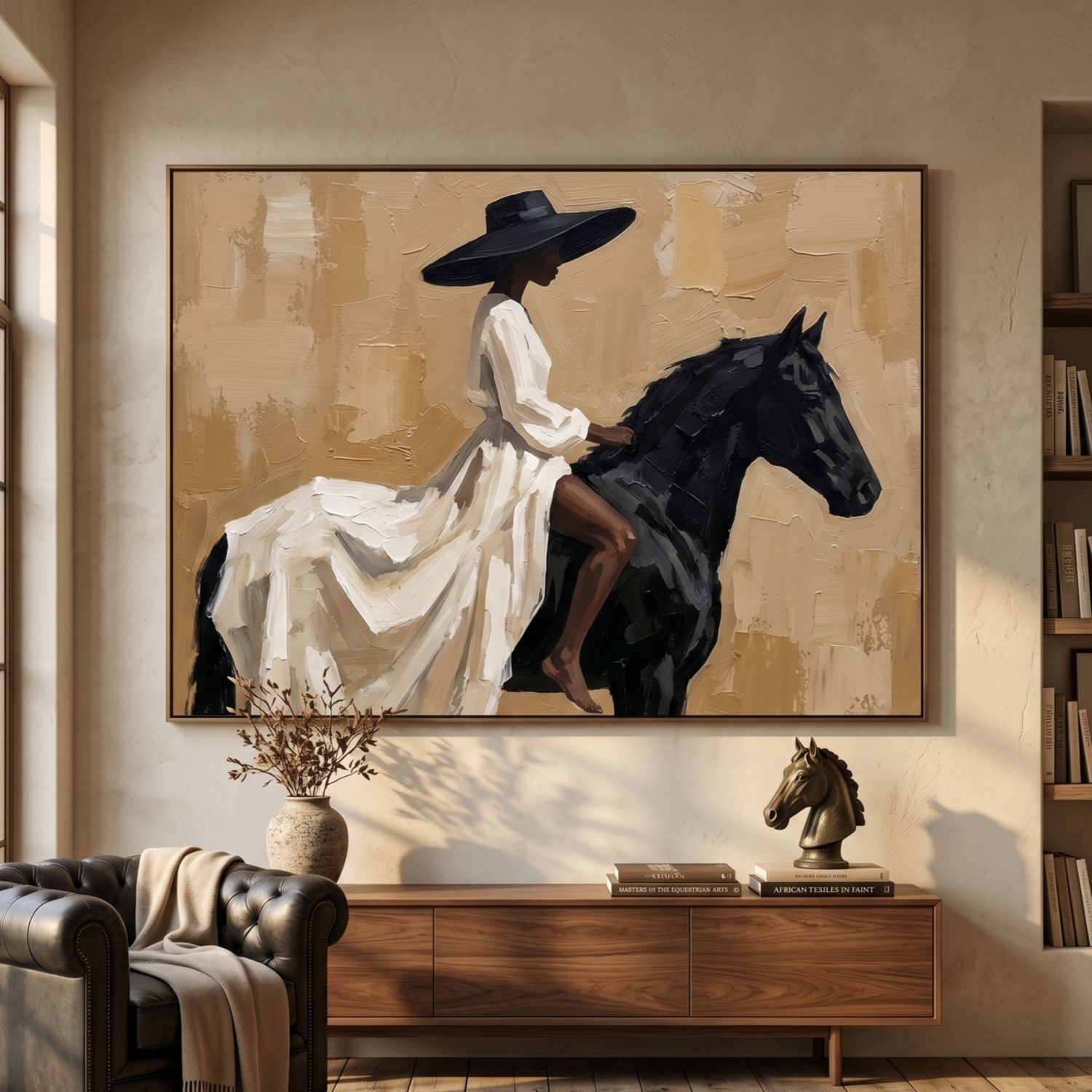 Vintage Americana Art | Ivory Reins Drift Western Canvas Wall Decor