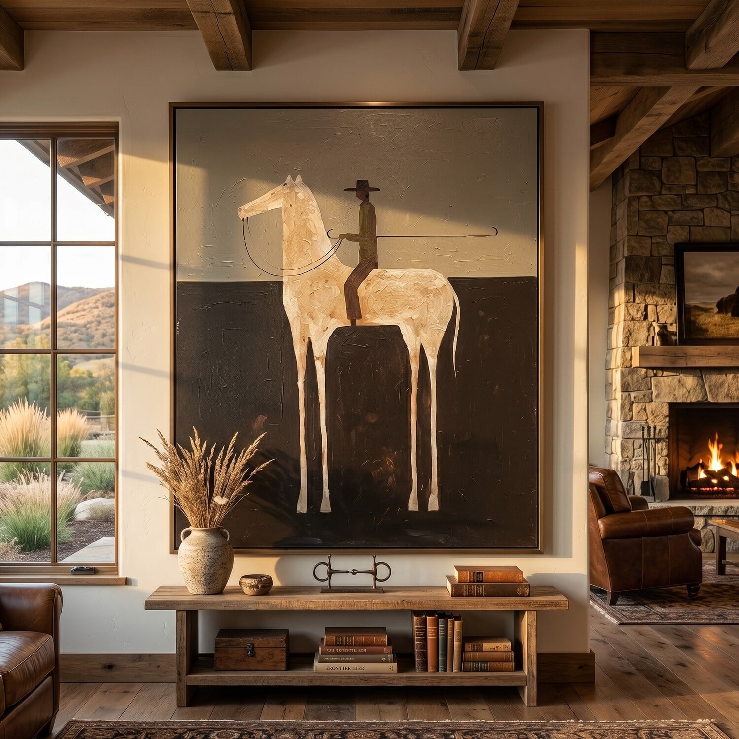 Vintage Americana Art | Midnight Rider Western Canvas Wall Decor
