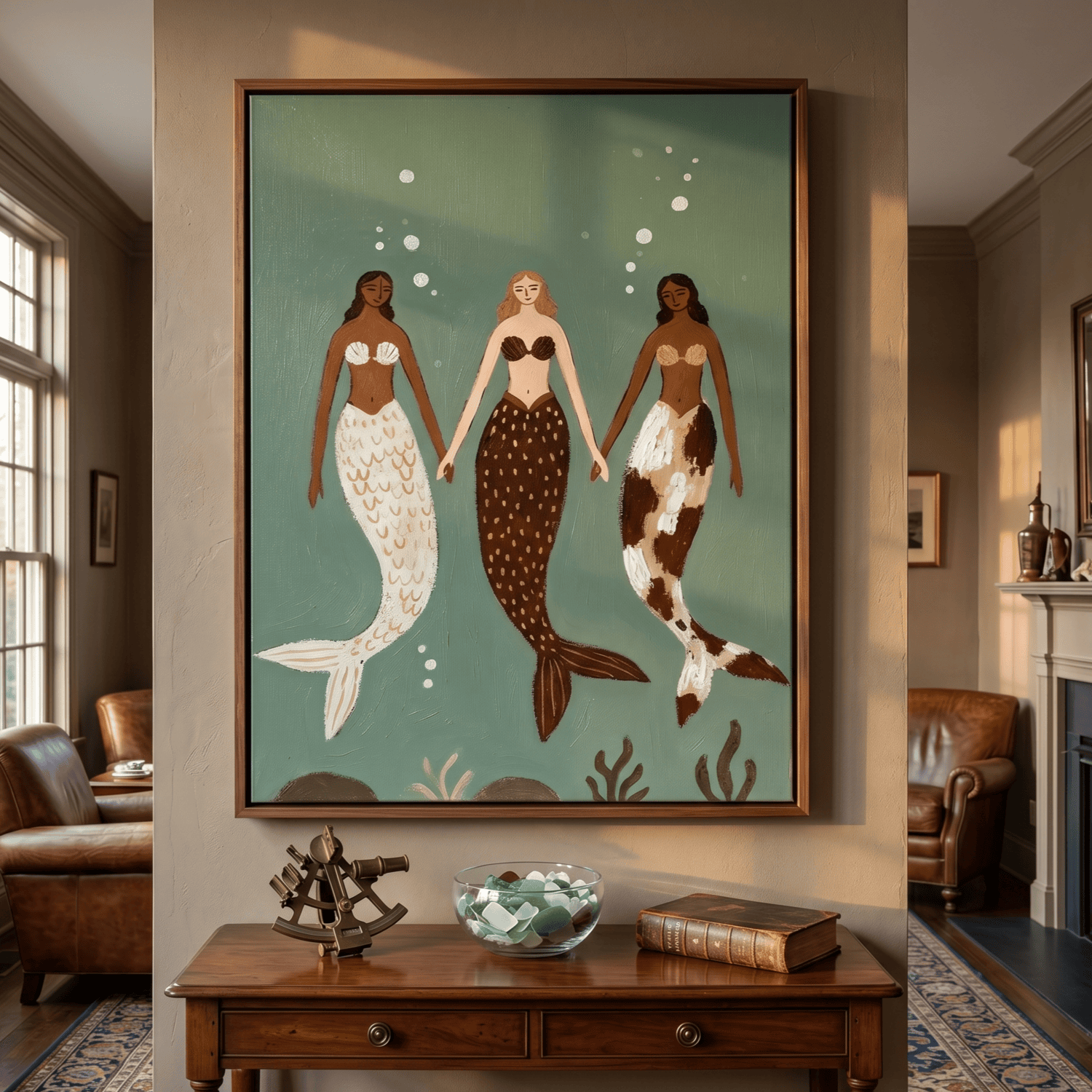 Surreal Art | Ocean's Whispering Sisters Whimsical Surreal Wall Art
