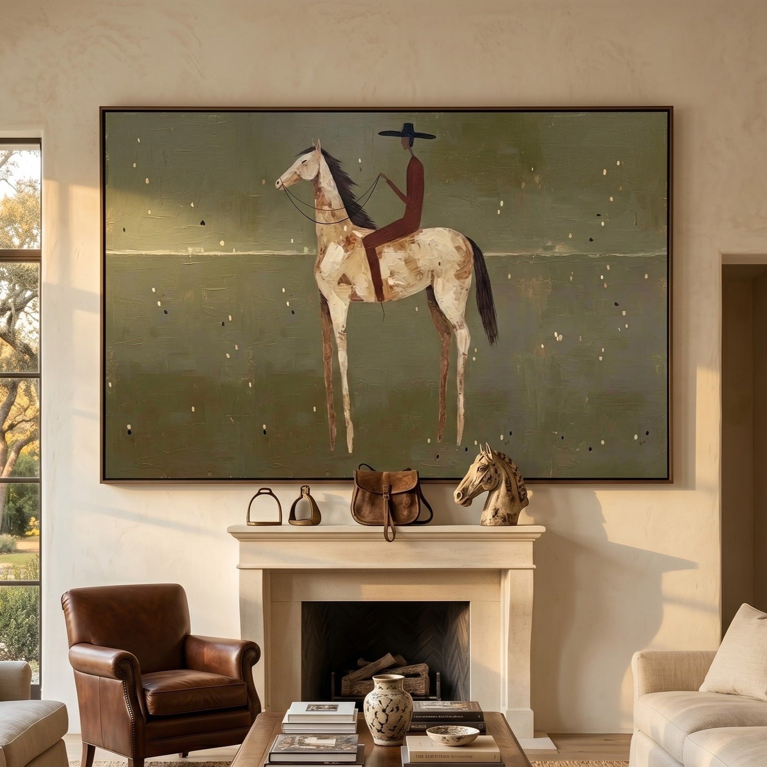 Vintage Americana Art | Olive Nocturne Western Canvas Wall Decor