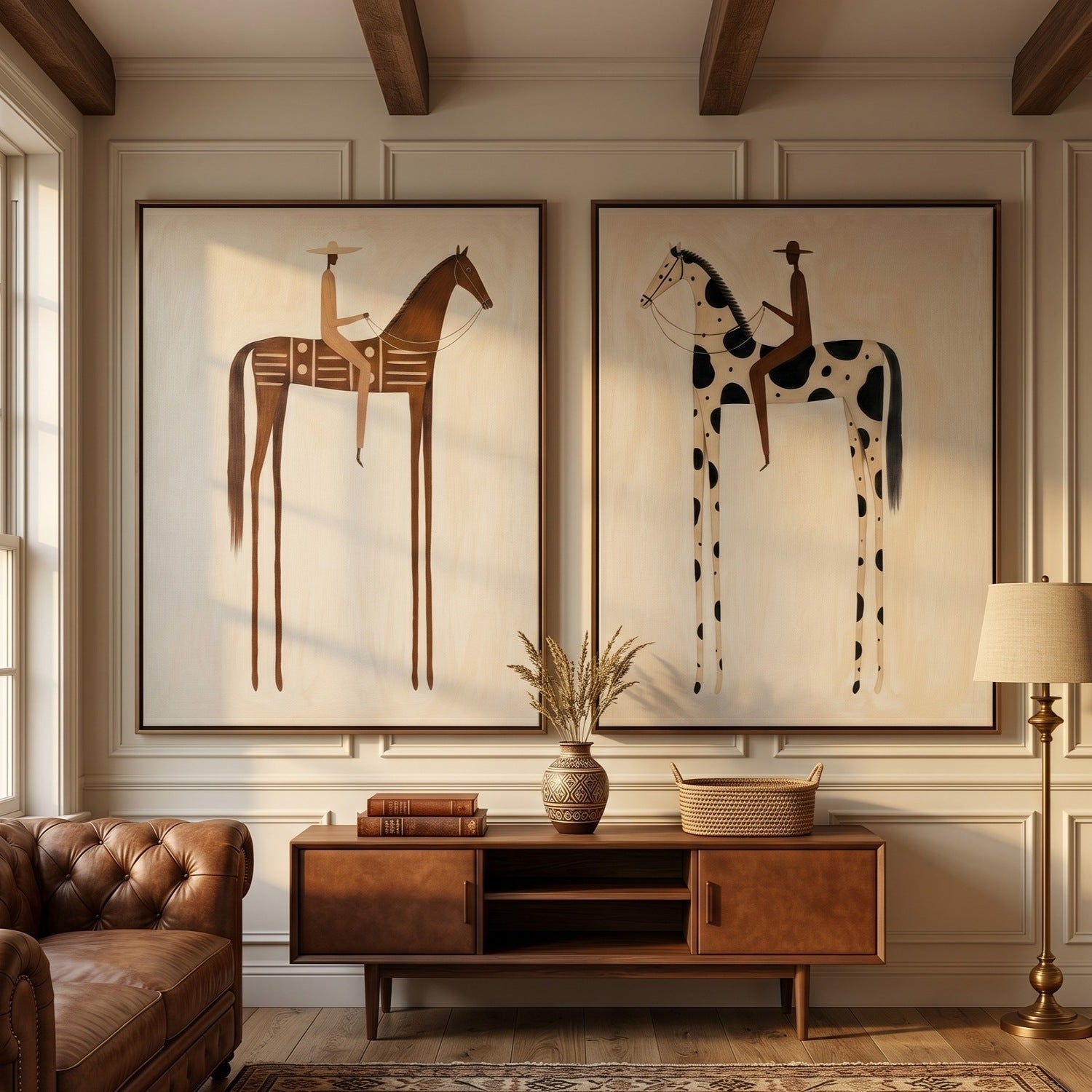 Vintage Americana Art | Paired Reveries Western Gallery Wall Decor