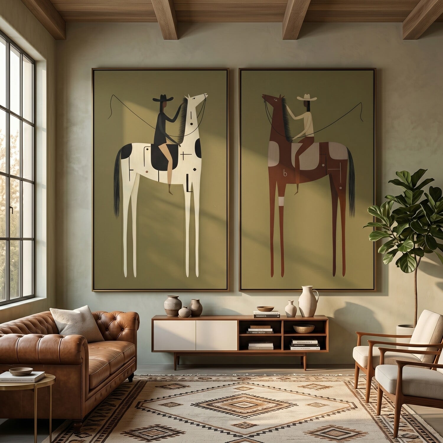 Vintage Americana Art | Pause on Path Western Canvas Wall Decor