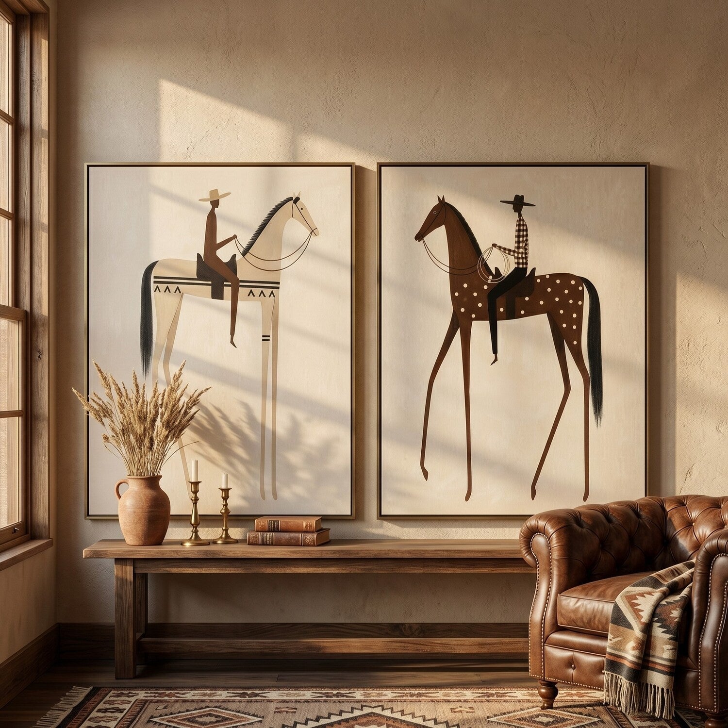 Vintage Americana Art | Prairie Echo Pair Western Canvas Wall Decor