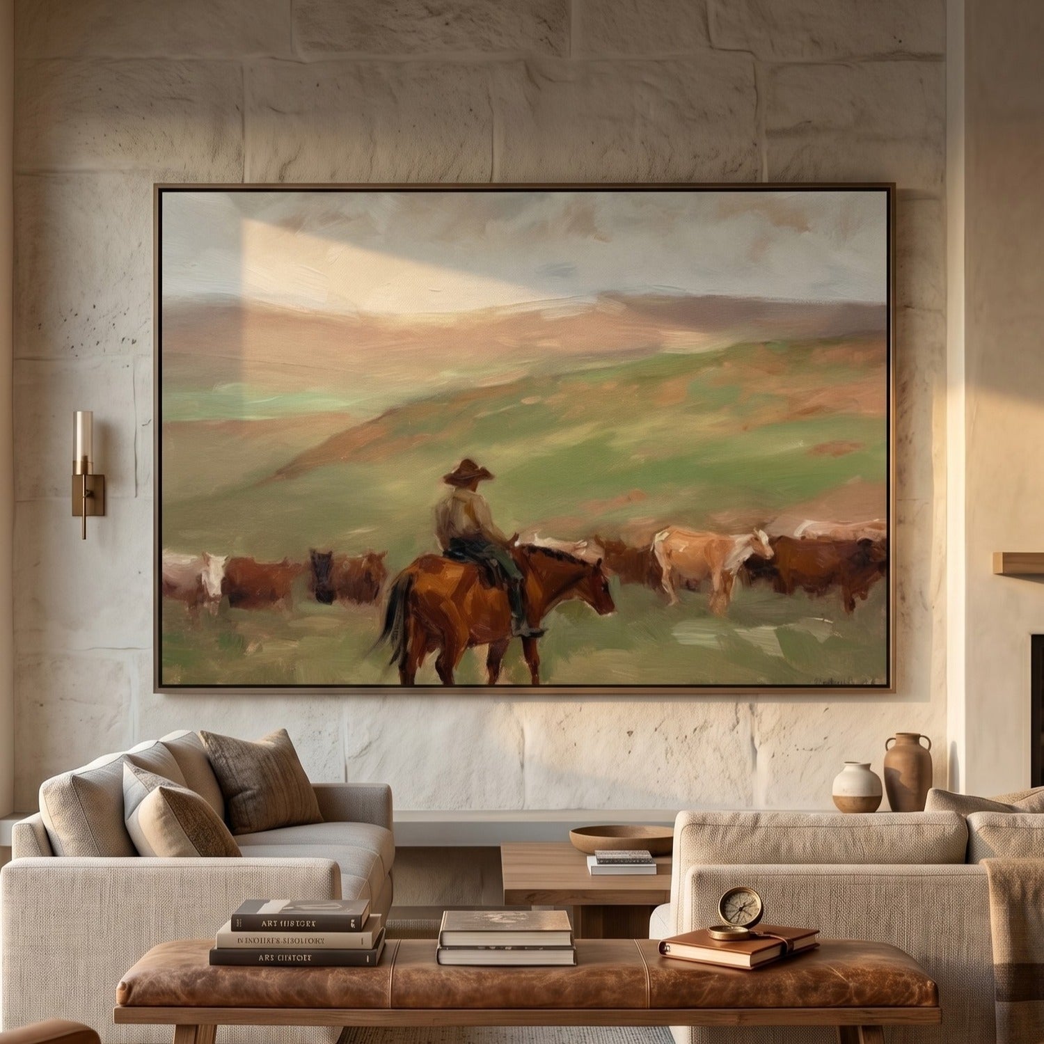 Vintage Americana Art | Prairie Stillness Western Canvas Wall Decor