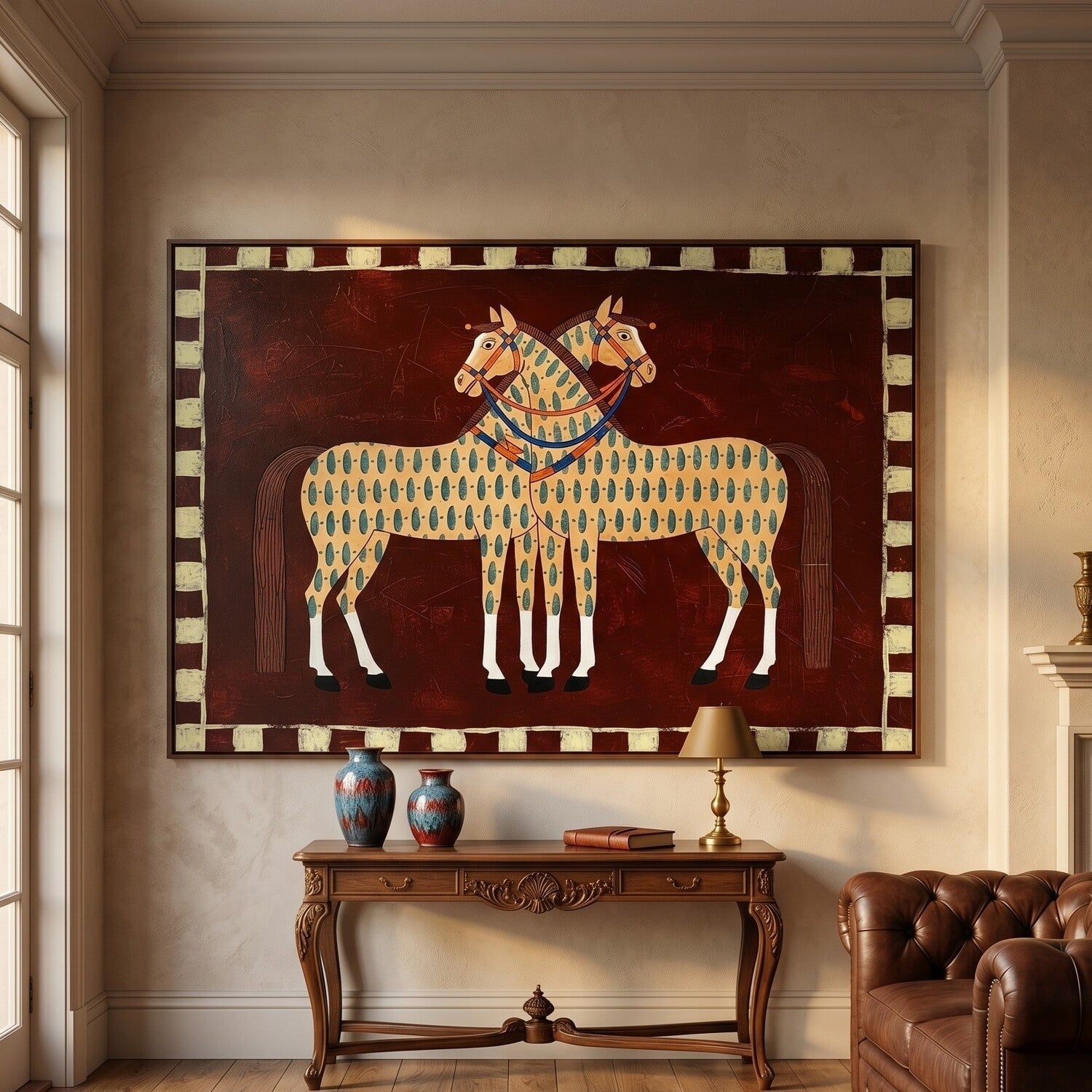 Vintage Americana Art | Spotted Horses Western Horse Canvas Wall Art