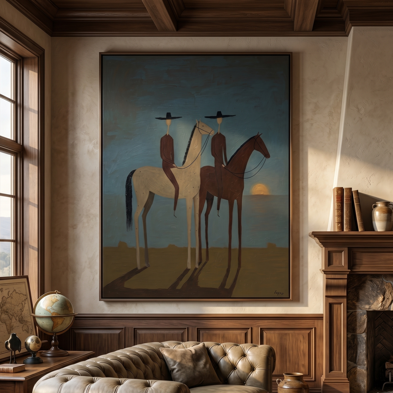 Vintage Americana Art | Sunset Riders Western Canvas Wall Decor