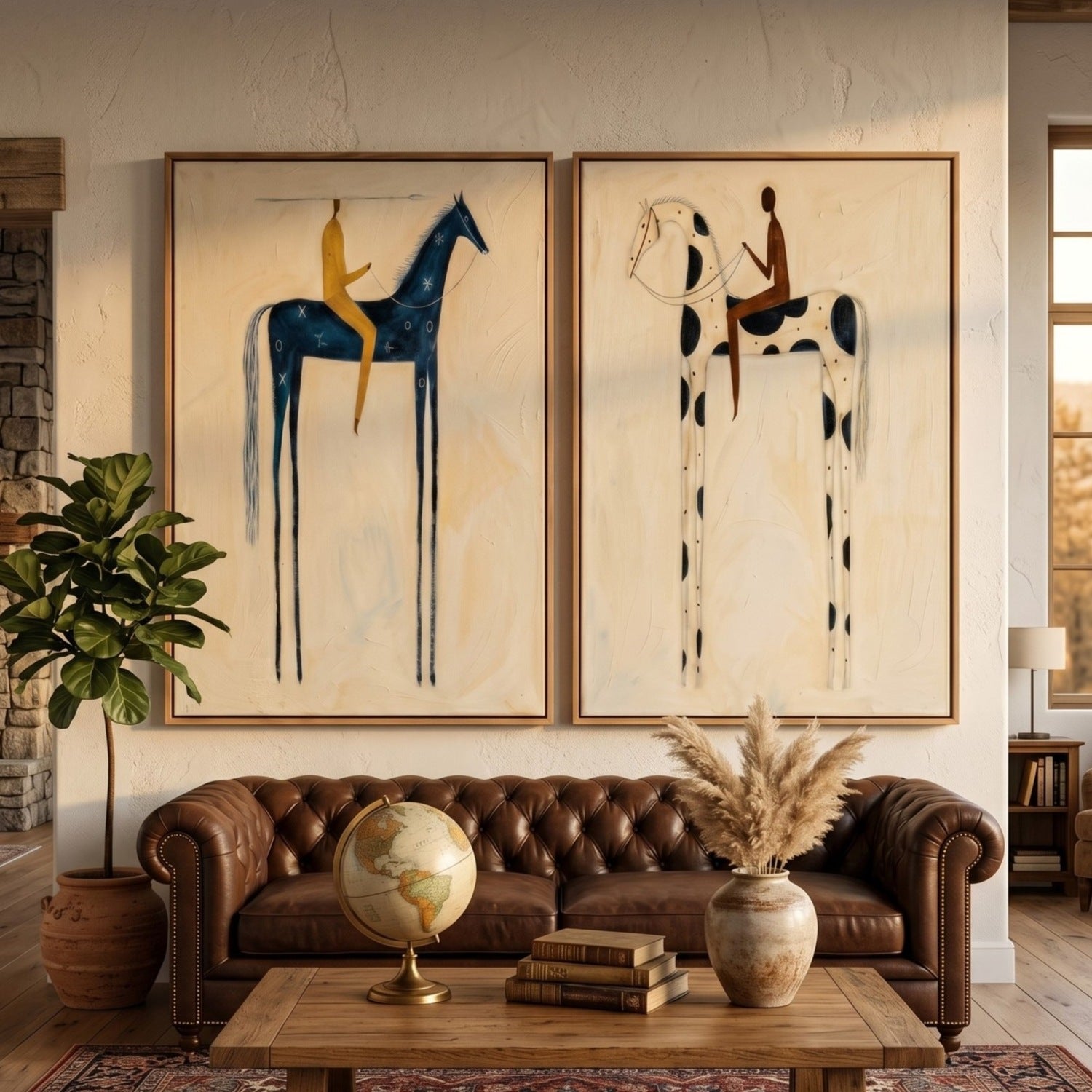 Vintage Americana Art | Twin Nocturnes Western Gallery Wall Decor
