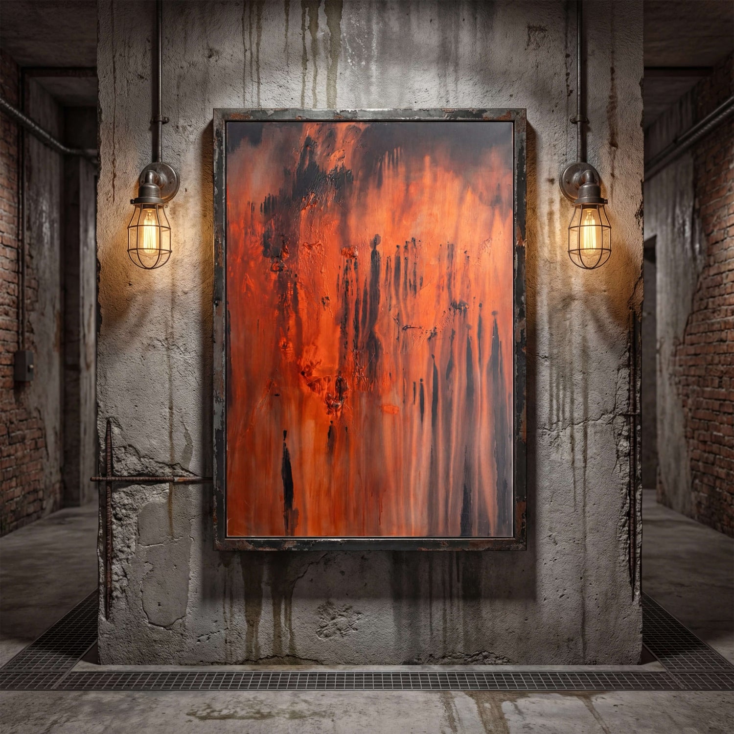 Abstract Art | Fiery Drip Dynamics Modern Abstract Wall Art